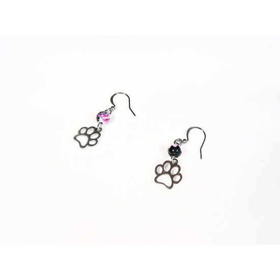 Boucles d'oreille- Agate Mousse Rose