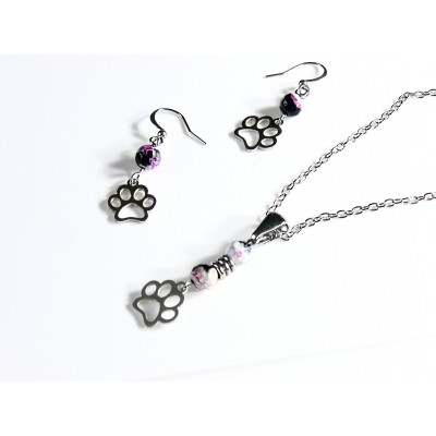 Boucles d'oreille- Agate Mousse Rose