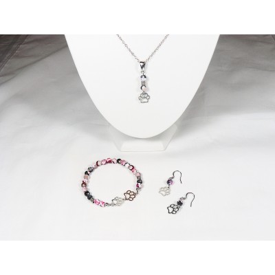 Boucles d'oreille- Agate Mousse Rose