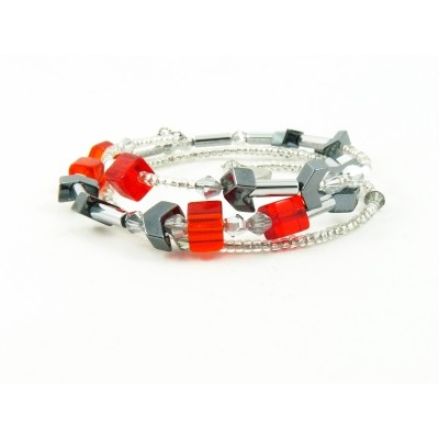 Collier Hématite-Cristal Rouge
