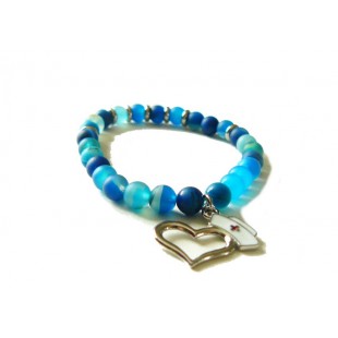 Bracelet Infirmière -Agate Bleu Poli