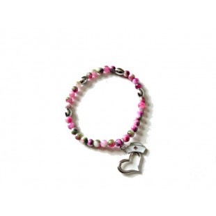 Bracelet Infirmière -Agate Rose Striée