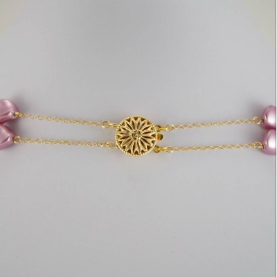 Collier perle rose Swarovski fini or 14K