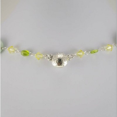 Collier avec amazonite, perle et cristal Swarovski
