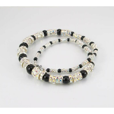 Collier cristal Swarovski et onyx noir