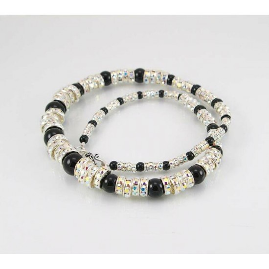 Collier cristal Swarovski et onyx noir