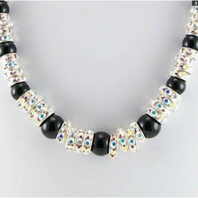 Collier cristal Swarovski et onyx noir