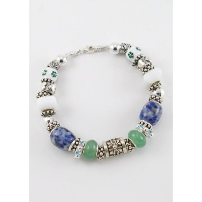 Bracelet avec sodalite porcelaine et cristal...