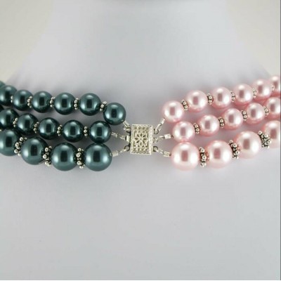 Collier perle Swarovski deux tons