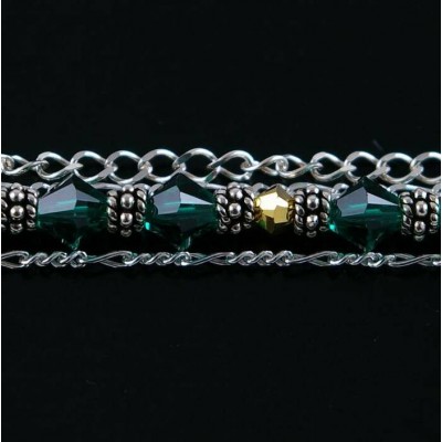 Bracelet cristal Swarovski émeraude et argent sterling