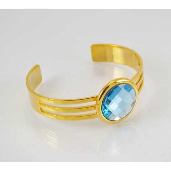 Bracelet or et cristal Swarovski aquamarine