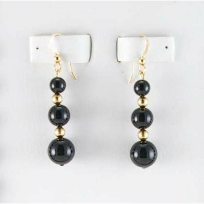 Collier et boucles d'oreilles perles noires Swarovski