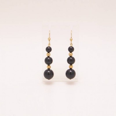 Boucles d'oreille perles noires Swarovski