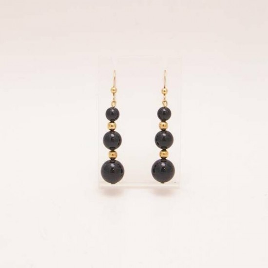 Boucles d'oreille perles noires Swarovski