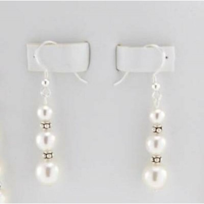 Collier et boucles d'oreilles perles blanche Swarovski