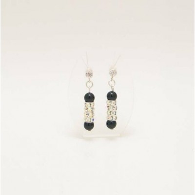 Boucles d'oreille cristal Swarovski et onyx noir