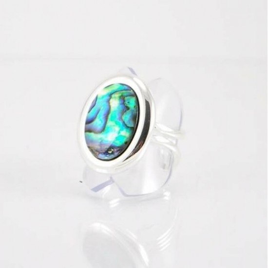 Bague fini argent avec paua shell naturel
