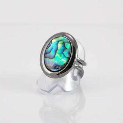 Bague fini gunmetal avec paua shell naturel