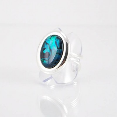 Bague fini argent avec paua shell bleu