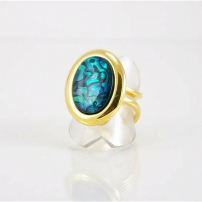 Bague fini or avec paua shell bleu