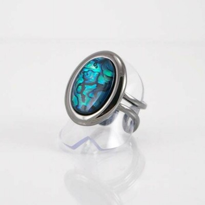 Bague fini gunmetal avec paua shell bleu