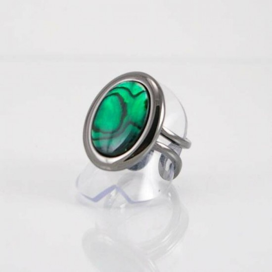 Bague fini gunmetal avec paua shell vert