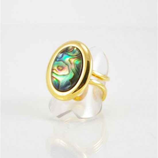 Bague fini or avec Abalone naturel
