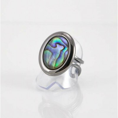 Bague fini gunmetal avec Abalone naturel