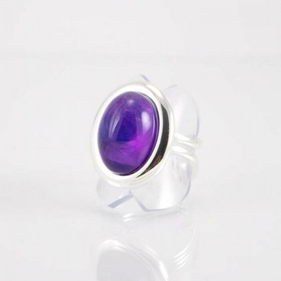 Bague fini argent avec améthyste