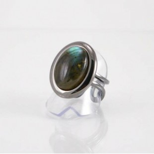 Bague fini gunmetal avec labradorite