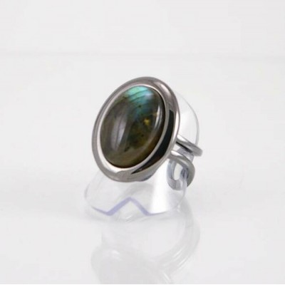 Bague fini gunmetal avec labradorite