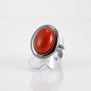 Bague fini gunmetal et jaspe rouge