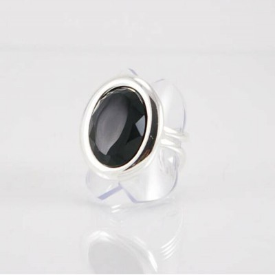 Bague fini argent avec onyx noir biseauté