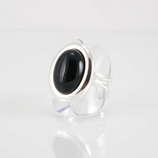 Bague fini argent avec onyx noir