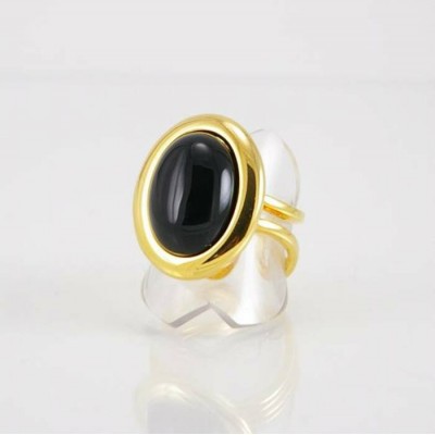 Bague fini or avec onyx noir