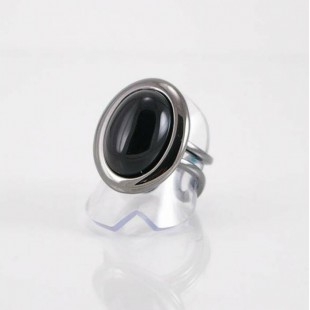 Bague fini gunmetal avec onyx noir