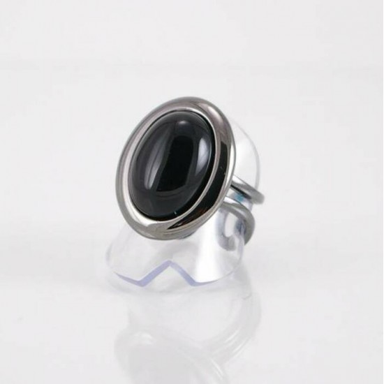 Bague fini gunmetal avec onyx noir