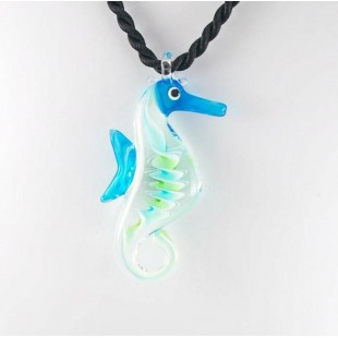Hippocampe en verre avec cordon tressé