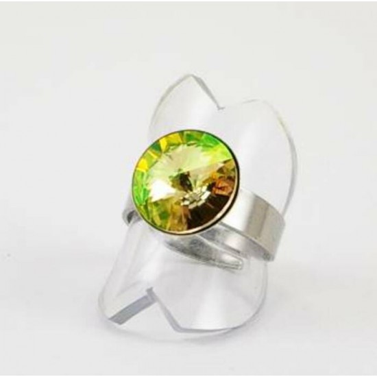 Bague cristal Swarovski Rivoli vert lumineux