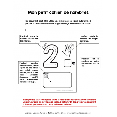 Mon petit cahier de nombres 0-20
