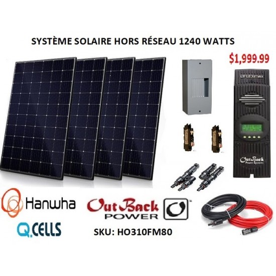 SYSTÈME SOLAIRE HORS RÉSEAU 1240 WATTS