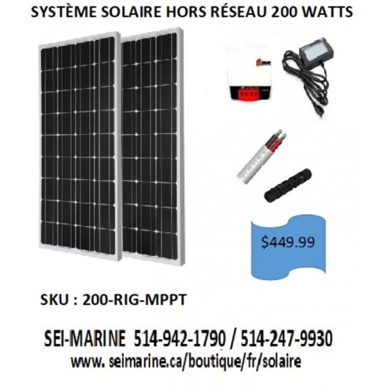 KIT SOLAIRE 200 WATTS  MPPT MONOCRISTALLIN