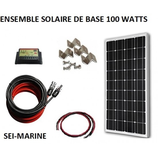 KIT SOLAIRE DE BASE 100 WATTS  MONOCRISTALLIN