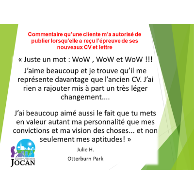 1 CV + 1 lettre développée avec arguments personnalisés 