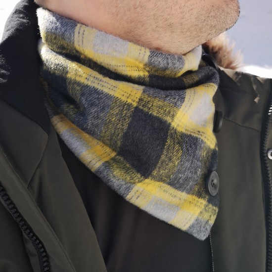 #17-060 Foulard en laine Tartan Jaune et Noir