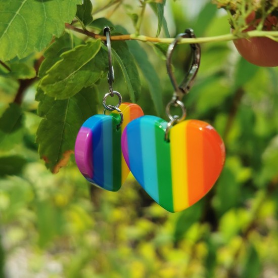 #21-102 Boucles Coeur Arc-en-ciel