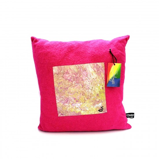 Braderie #17-081 Coussin peinture originale fushia