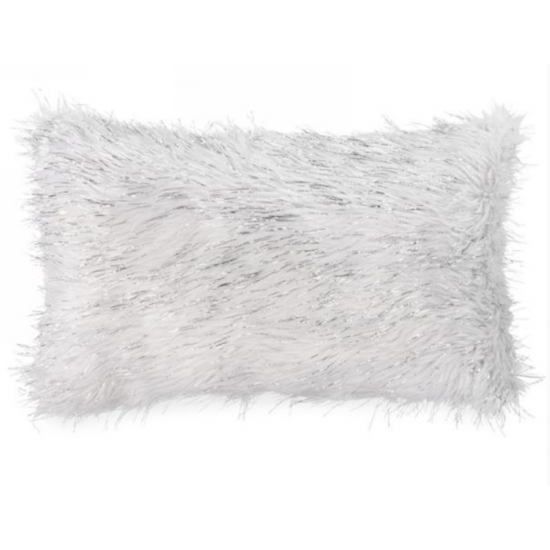 Coussin Blanc Et Argent Rectangulaire