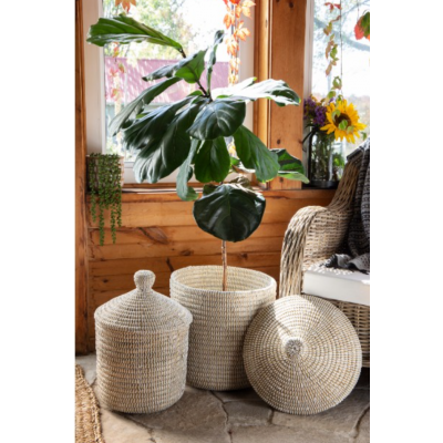 Panier Décoratif de Rangement avec Couvercle 