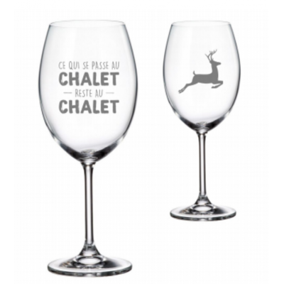 Verre À Vin ''Ce Qui Se Passe Au Chalet'' 